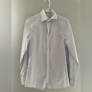 Charles Tyrwhitt Non-Iron Twill Mini Grid Check Shirt Extra Slim Cornflower Blue